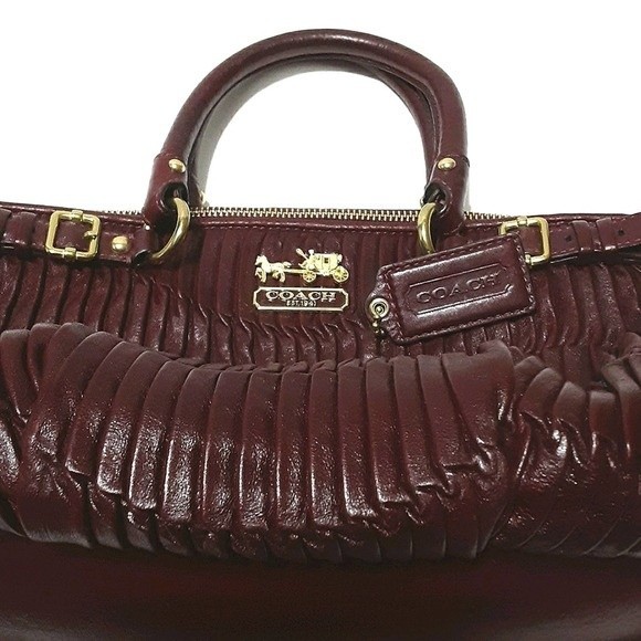 Coach Purple Madison Sophia F 1182-18620 Pleated Leather Satchel Purse - Picture 9 of 11